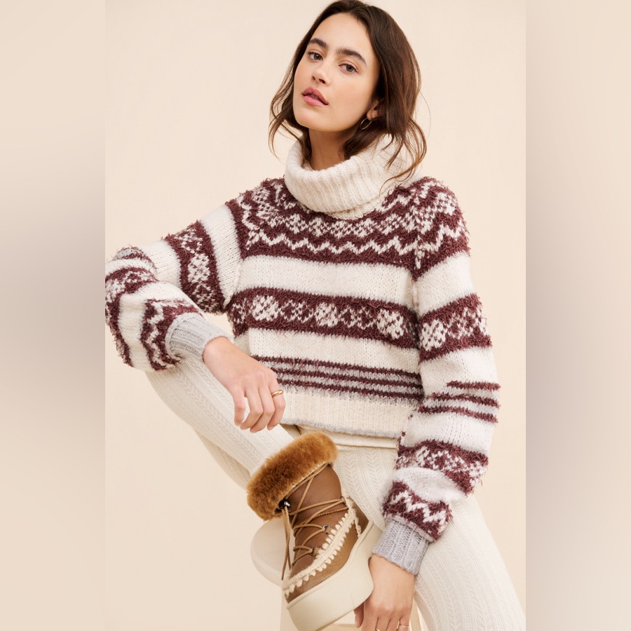 Free People Check Me Out Sweater New Winter Fog Size Xs